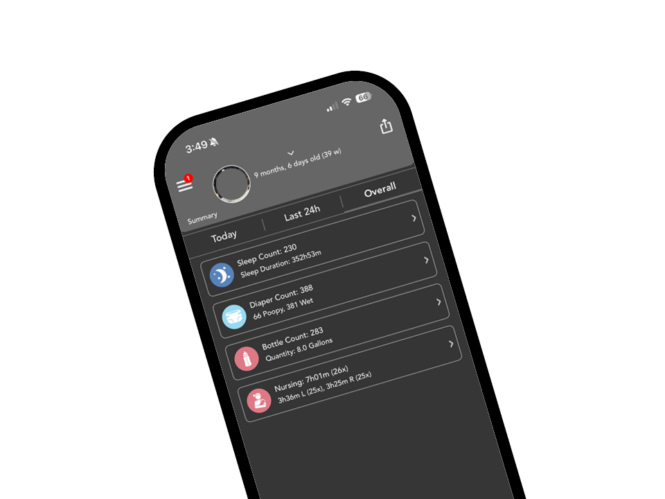 screenshot of baby connect app