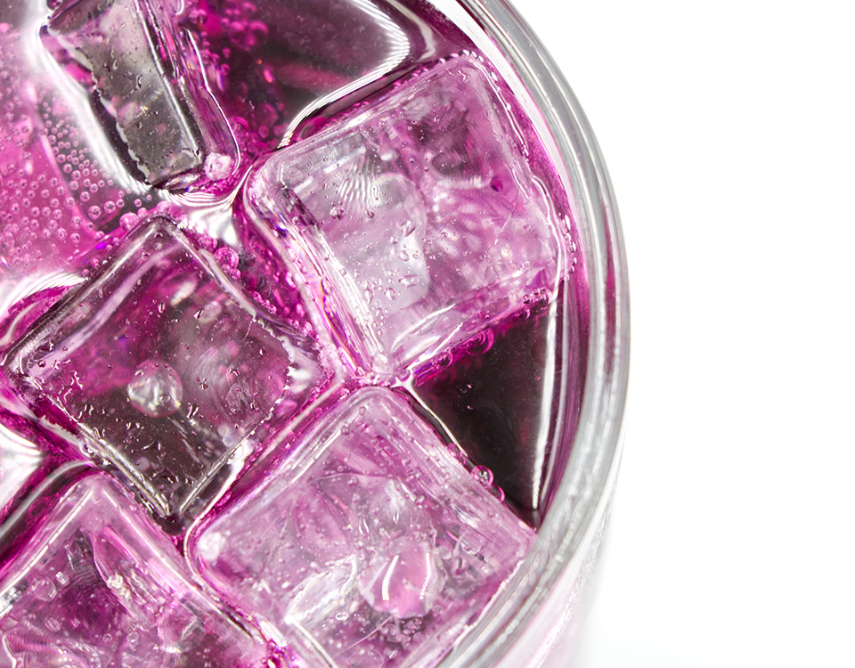 ice cubes with purple color